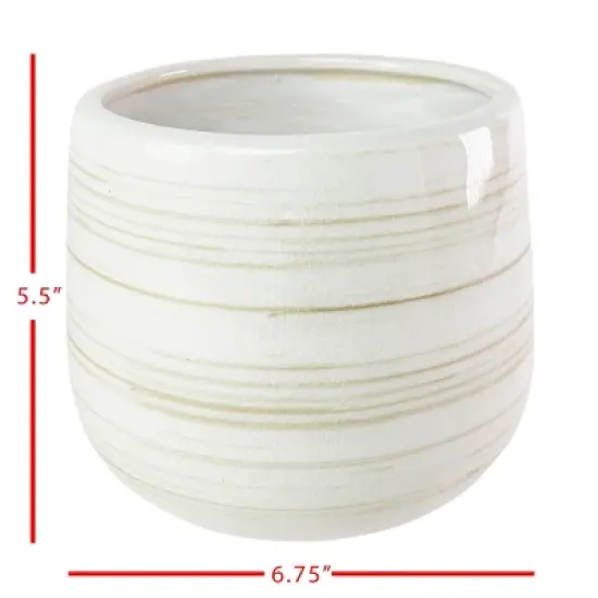 White Swirl Stoneware Planter - Foreside Home & Garden image {4}