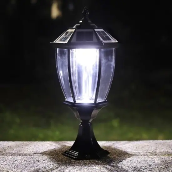 Techko Maid Solar Vintage Outdoor Pillar and Fence Post Light with Remote Black image {2}