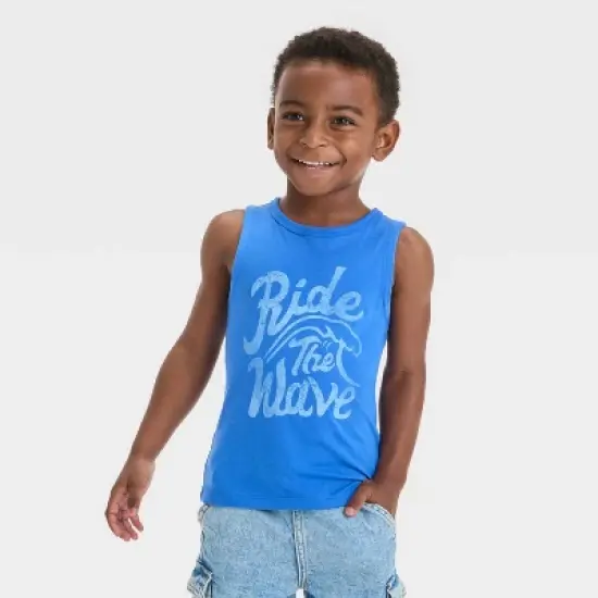 Toddler Boys' Short Sleeve Ride The Wave Tank Top - Cat & Jack&trade; Blue image {4}
