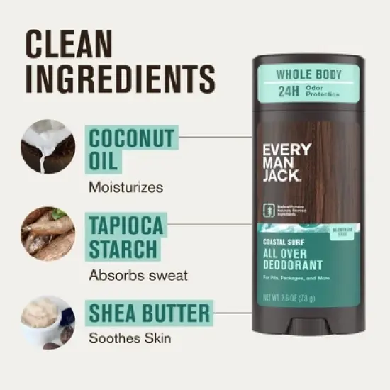 Every Man Jack All Over Solid Deodorant Coastal Surf - 2.6oz image {5}