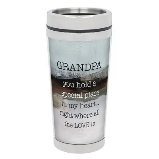 Cottage Garden ESSMUG-27 Grandpa, Special Place In My Heart Blue and Brown 16 Ounce Stainless Steel and Acrylic Travel Tumbler image {1}