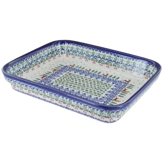 Blue Rose Polish Pottery 149 Vena Small Rectangular Baker image {7}