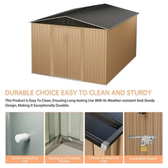 8x8 FT Metal Storage Shed, with Lockable Doors & Slooping Roof,Updated Reinforced Door,Tool/Bike Sheds for Backyard, Patio, Poolside,Garage image {5}