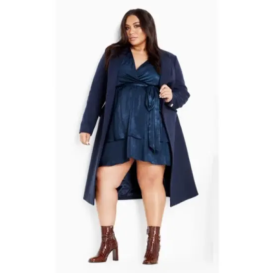 Women's Plus Size Twisted Ruffle Dress - Navy | CITY CHIC image {1}