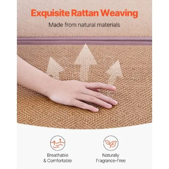 VEVOR Japanese Tatami Mat, 80 x 39 in Foldable Handwoven Natural Rattan Tatami Mat, Non-Slip & Easily Cleaned Japanese Tatami Floor Mat, Brown image {5}