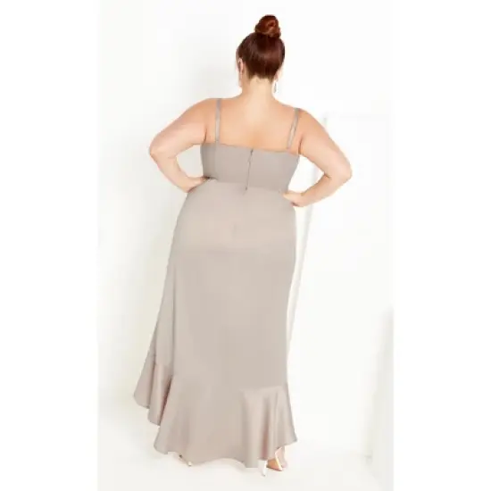 Women's Plus Size Bella Ruffle Maxi Dress - gardenia | CITY CHIC image {1}