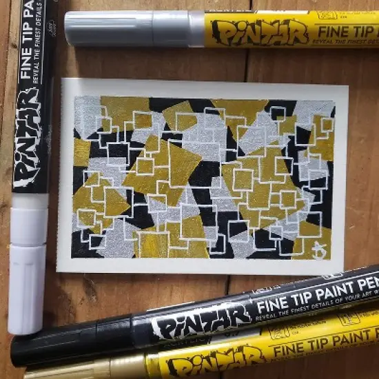 Pintar Premium Acrylic Paint Pens - 3 Gold & 3 Silver(6-Pack) Extra Fine Tip(0.7) Rock Painting, Wood, Paper, Fabric, Craft Supplies, DIY Project image {3}