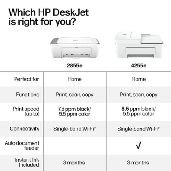 HP DeskJet 2855e Wireless All-in-One Color Printer Scanner Copier with 3 Months Free Instant Ink (588S5A) image {7}