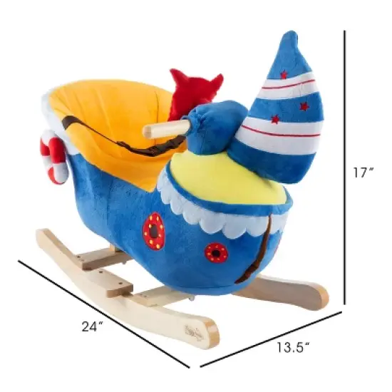 Toy Time Kids' Soft Fabric-Covered Wood Ride-On Rocking Ship Toy image {4}