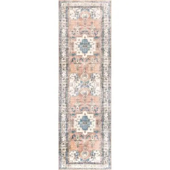 nuLOOM Eleanor Machine Washable Distressed Medallion Area Rug image {13}