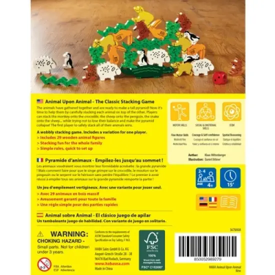 HABA Animal Upon Animal - Classic Wooden Stacking Game: Ultimate Family Board Games for Kids and Adults, Party Games and Fun Dexterity Kids Games 4-8 image {7}