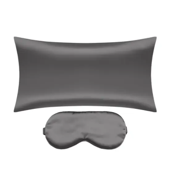 Unique Bargains Satin Hidden-Zippered Breathable Pillowcase with Sleep Mask Set of 2 image {8}