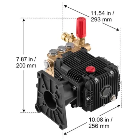 VEVOR Pressure Washer Pump, 1" Shaft Horizontal Triplex Plunger, 4300 PSI, 4.4GPM, Replacement Power Washer Pumps Kit with 5 Nozzles, Black image {7}