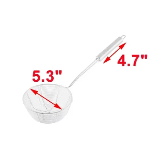 Unique Bargains Kitchenware Stainless Steel Strainer Sieve Ladle Sifter Scoop 5.3'' Dia Silver Tone image {1}
