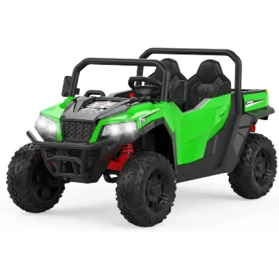 24V 4WD Electric Remote Control Ride-On Dump Truck, 2 Seat Kids Ride-On Truck with Music Player, LED Lights , Push Button Start Safety System image {10}