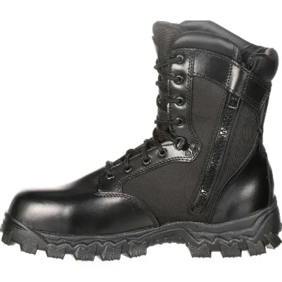 Men's Black Rocky Alpha Force Zipper Waterproof Public Service Boot Size 4.5 image {4}