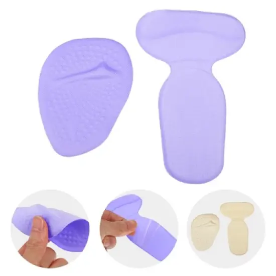 Unique Bargains Silicone Heel Support Cup Pads Orthotic Insole Plantar Care Heel Pads 12Pcs PU Clear Beige Purple image {4}