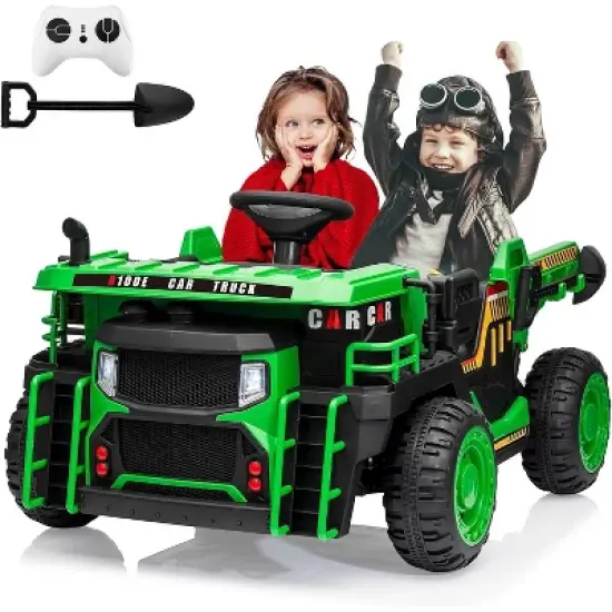 24V 2-Seat Kids R/C Dumper, Ride-on Electric Construction Vehicle with Shovel, Bluetooth, LED Lights and Shock Absorber image {7}