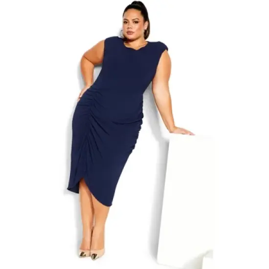Women's Plus Size Side Split Dress - Navy | CITY CHIC image {1}