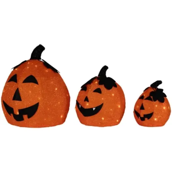 Northlight LED Lighted Jack O' Lantern Outdoor Halloween Decorations - Warm White - Set of 3 image {2}