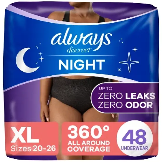 Always Discreet Night Black Women's Incontinence Underwear - Maximum - XL - 16ct/3pk image {10}