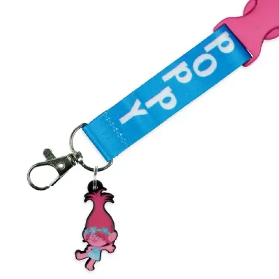 Trolls Lanyard Poppy Hugs Breakaway Badge ID Holder With 1 1/2" Rubber Charm Multicolored image {2}