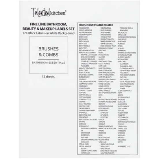 Talented Kitchen 174 Piece Minimalist Bathroom Labels for Beauty and Makeup Label Stickers for Organization Storage System (Water Resistant) image {7}