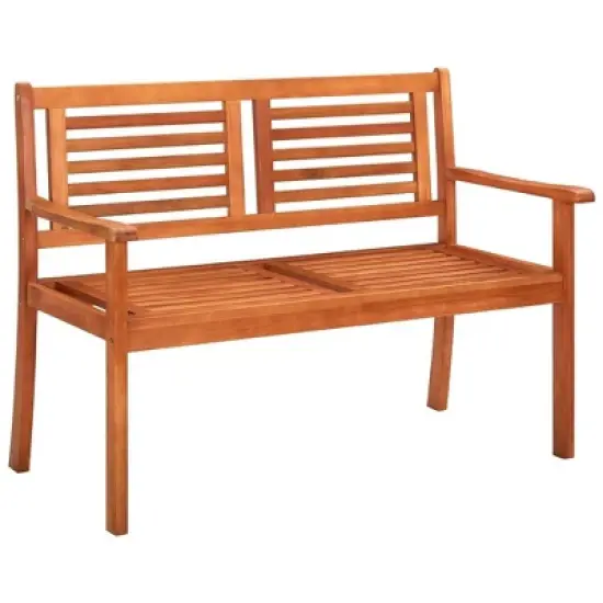 vidaXL Outdoor Patio Bench Loveseat Chair with Cushion Solid Wood Eucalyptus - Taupe 47.2" image {12}