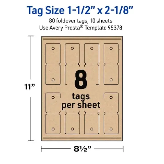 Avery Rounded Foldover Tags, 1-1/2" x 2-1/8", Kraft Brown, 80 Total image {4}