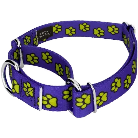Country Brook Petz Blue Busy Paws Martingale Dog Collar and Leash Limited Edition image {1}