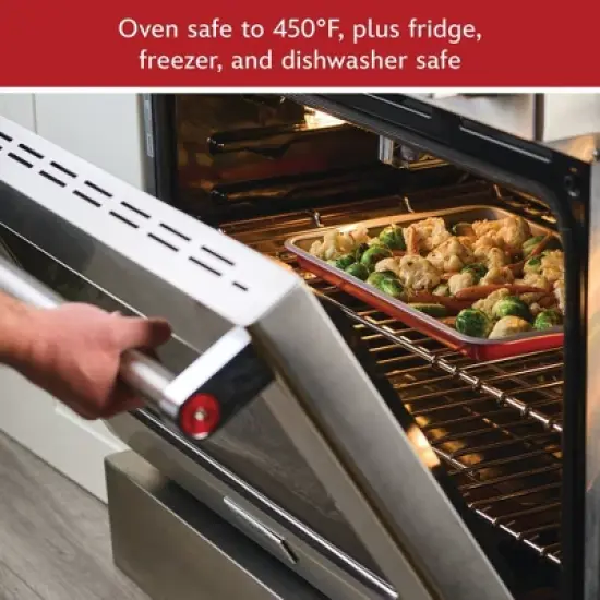 Farberware Disney Bake with Mickey Mouse 10"x15" Nonstick Cookie Pan Red: Steel Baking Sheet, Dishwasher-Safe image {3}