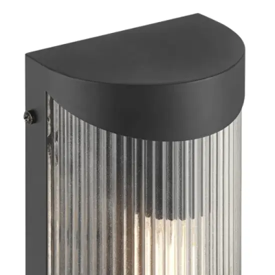 Possini Euro Design Possini Euro August 11" High Textured Black Outdoor Wall Light image {2}