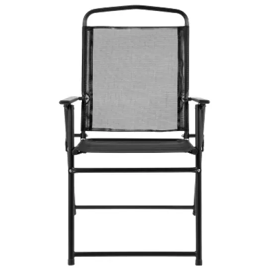 Flash Furniture Nantucket 6 Piece Patio Garden Set with Table, Umbrella and 4 Folding Chairs image {4}