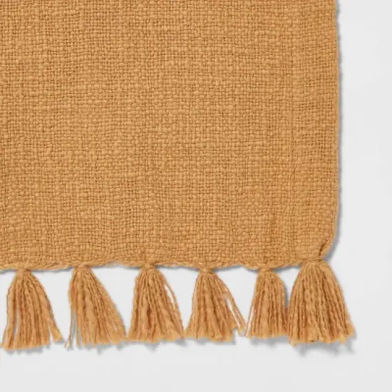 90" x 20" Cotton Textured Table Runner Gold - Threshold&trade; image {2}