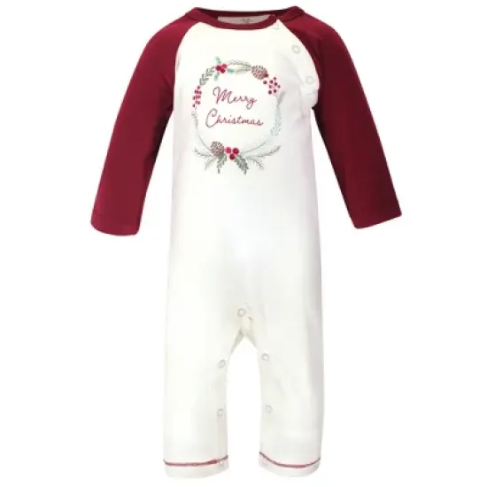 Touched by Nature Baby Girl Organic Cotton Coveralls 3pk, Holly Berry image {3}