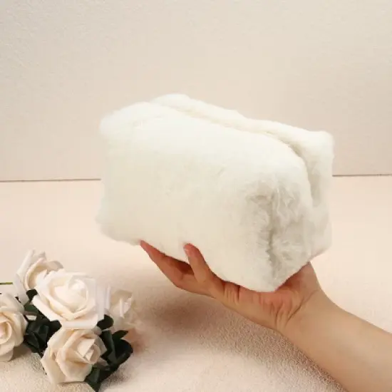 Unique Bargains Cosmetic Travel Zipper Multi-functional Small Plush Makeup Bag 1 Pc image {4}