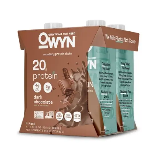 OWYN 20g Dairy Free Protein Shake - Dark Chocolate - 4pk/44.6 fl oz image {2}