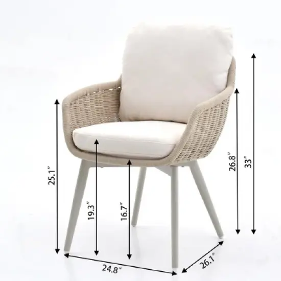 Complete Garden Dining Group Contour Cushioned Chairs & Circular HardwoodTexture Table image {4}