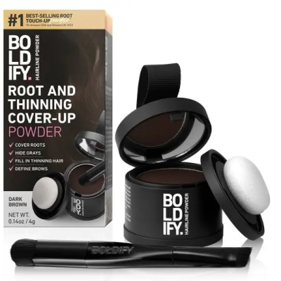 BOLDIFY Root Touch Up Powder with Brush, Covers Thinning Hair & Grays, Water-Resistant image {10}