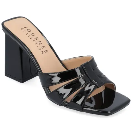 Journee Collection Womens Ellington Inset Covered Block Heel Slip On Sandals image {10}