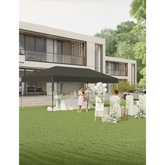 10x20 FT Pop Up Canopy Tent, Commercial Instant Canopy with 210D Oxford Fabric, Heavy Duty Steel Frame, Black image {5}