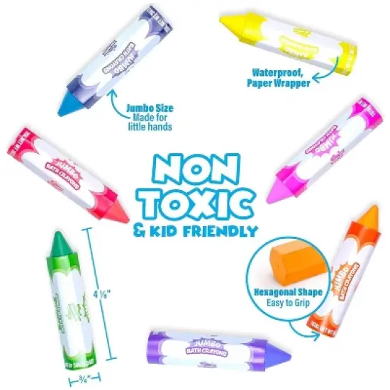 Tub Works Smooth Jumbo Bath Crayons Bath Toy, 7 Pack image {4}