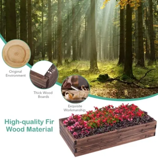 Costway Wooden Raised Garden Bed Kit - Elevated Planter Box For Growing Herbs Vegetable image {4}