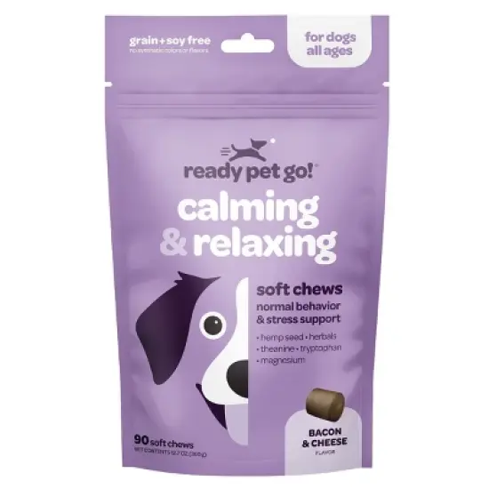 Ready Pet Go Dog Calming Treats for Anxiety & Separation, Herbal Hemp Calming Chews for Dogs Anxiety & Stress Support, Bacon Cheese Flavor, 60 or 90ct image {8}