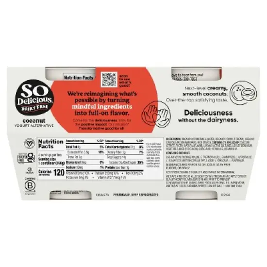 So Delicious Dairy Free Strawberry Coconut Milk Yogurt - 4ct/5.3oz Cups image {9}