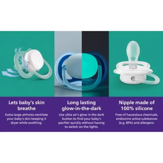 Avent Philips Ultra Air Pacifier 6-18 Months - Falling Star/Dreams Nighttime - 4pk image {4}