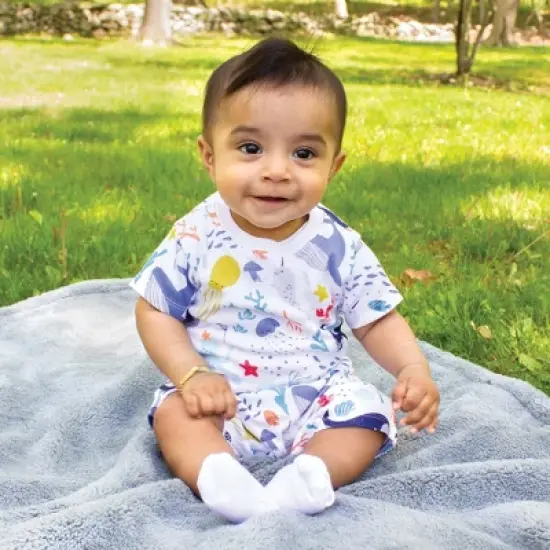 Touched by Nature Unisex Baby Organic Cotton Rompers, Ocean image {4}