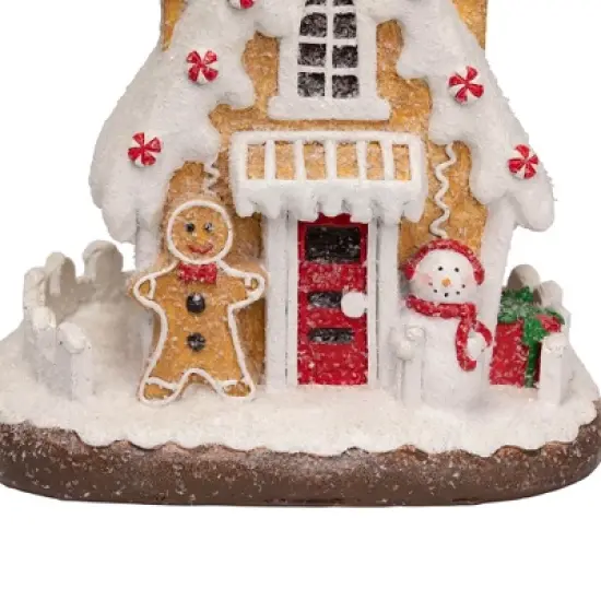 Northlight Snowy Gingerbread Peppermint House with Snowman Christmas Decoration - 11" image {4}