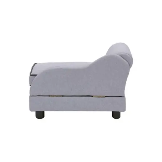 Teamson Pets Luxurious Upholstered Ivan Chaise Lounge Sofa Dog Bed with Removable Cushion and Underneath Storage for Cats & Extra-Small Dogs, Gray image {7}