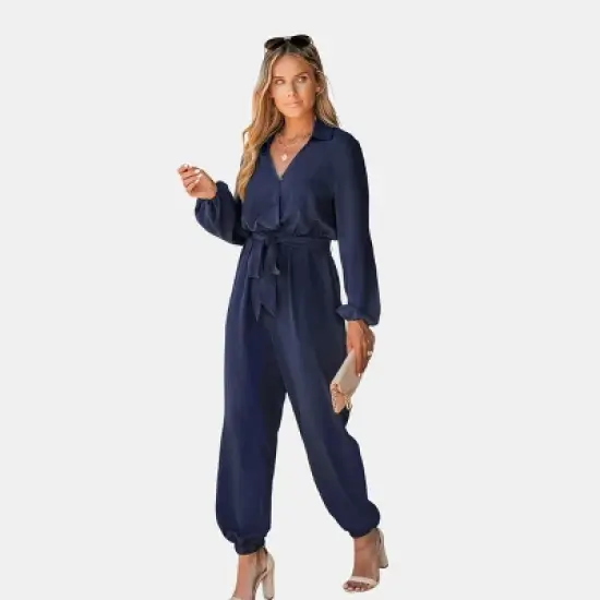 Women's Belted Jogger Jumpsuits - Cupshe image {5}